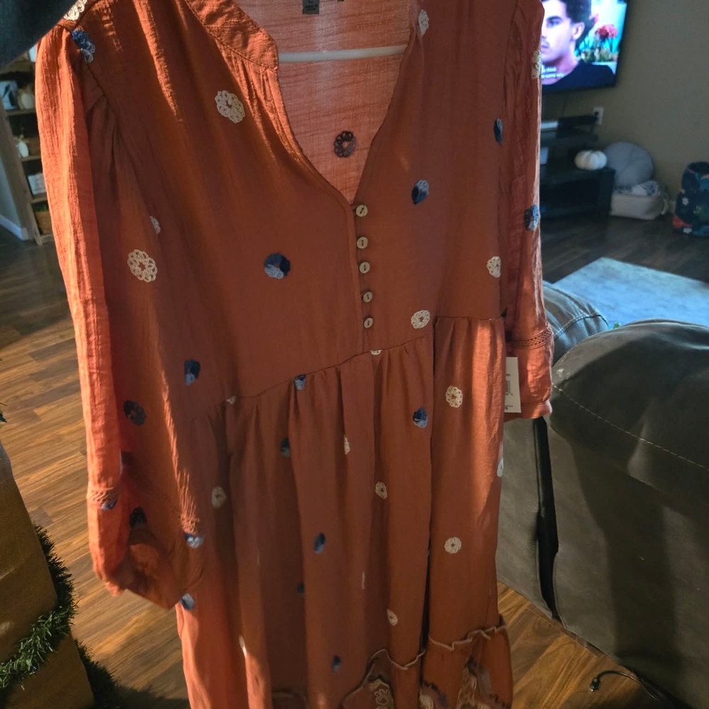 Women's Rust Button-Down Dress